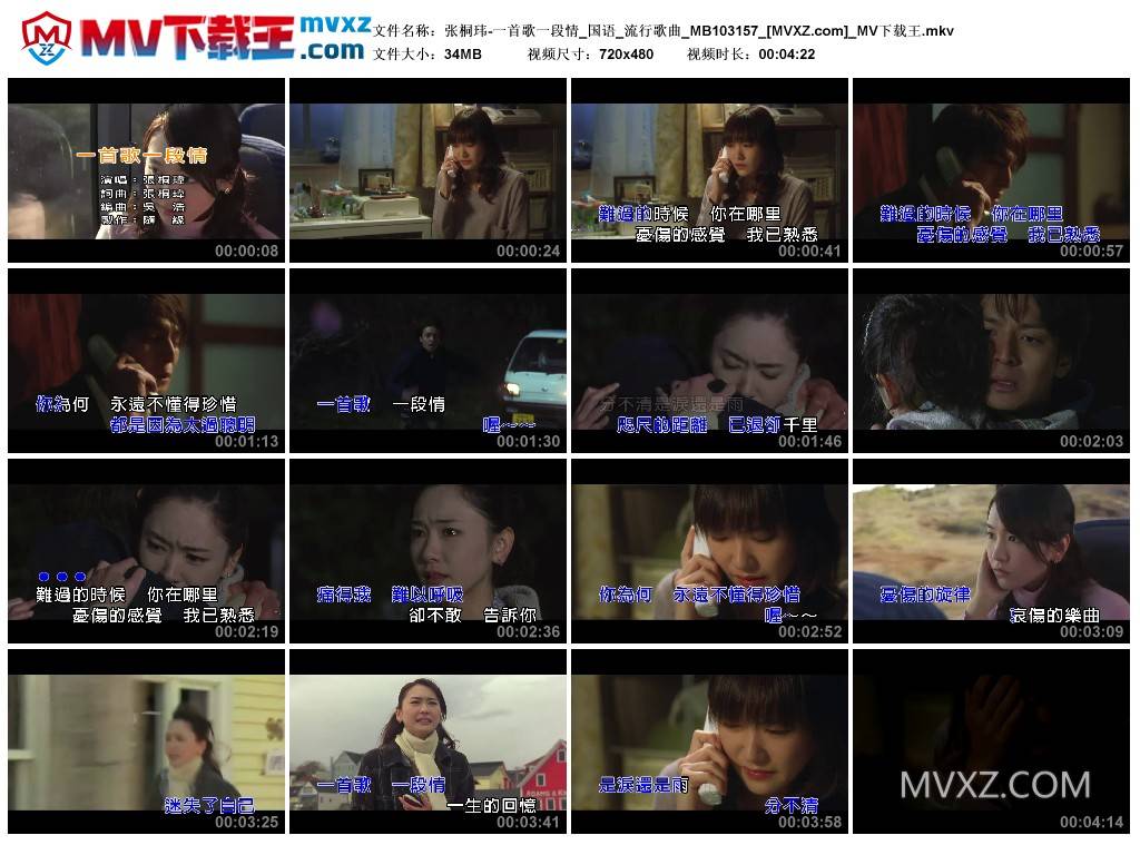 张桐玮-一首歌一段情_国语_流行歌曲_MB103157